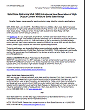 Solid State Optronics USA (SSO) Introduces New Generation of High Output Current Miniature Solid State Relays