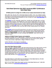 Solid State Optronics USA (SSO) Introduces 800V 1.2A Miniature Solid State Relay